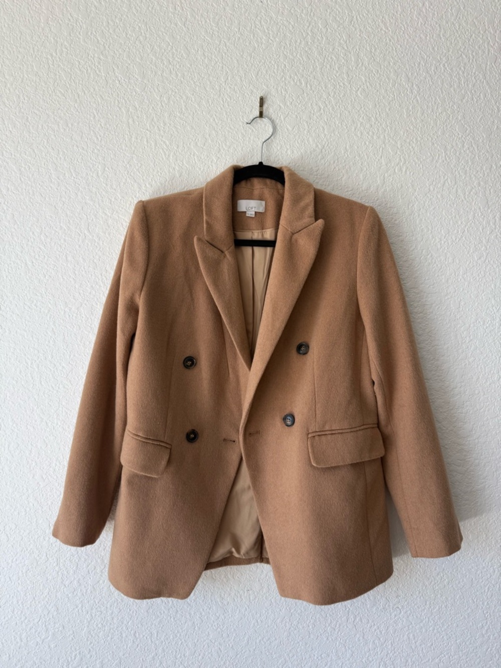 LOFT Camel Double-Breasted Blazer